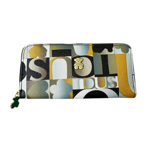 Tous Leather Wallet Multicolor Logo Bear Zip Around Cards Colorful Classic *